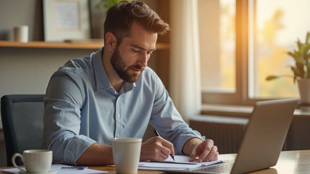 Профессиональное изображение успешного предпринимателя во время утренней рутины с планировщиком