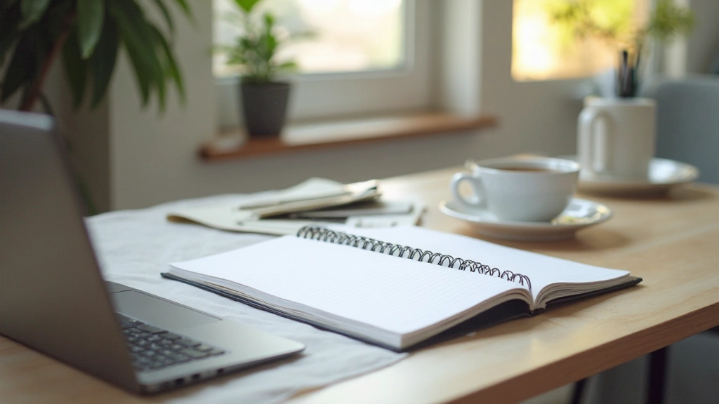 Профессиональное рабочее место с ноутбуком и планировщиком дел на столе